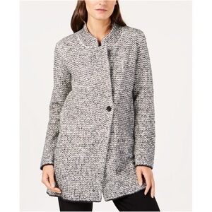 Eileen Fisher Women's Organic Cotton Blend Tweed Stand Collar‎ Coat SZ XS